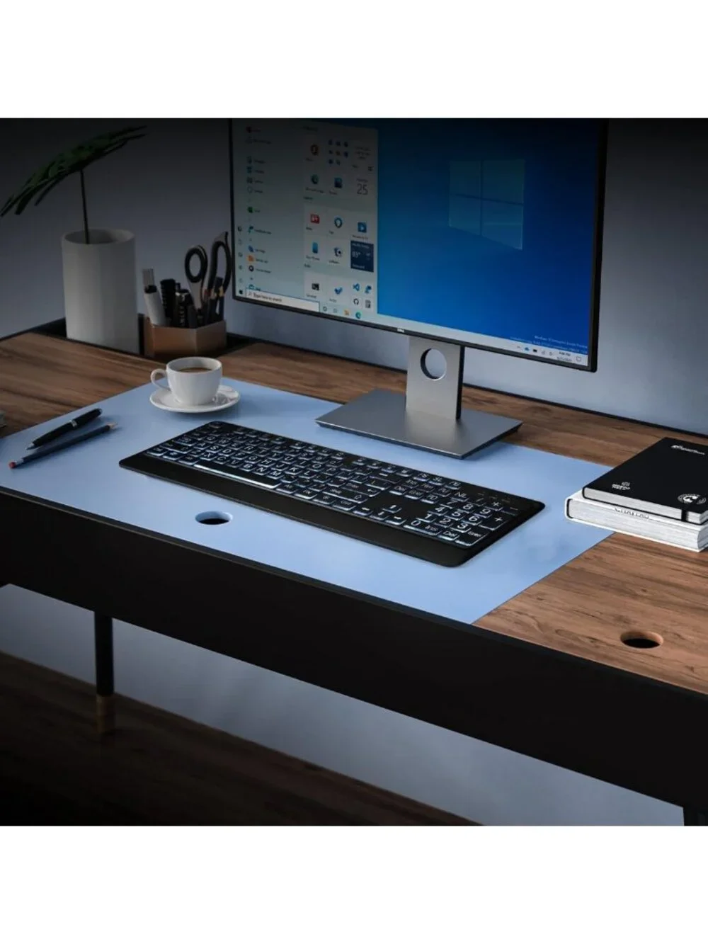 Large Print Backlit USB Wired Keyboard for Windows, PC & Gaming - Full Size, LED
